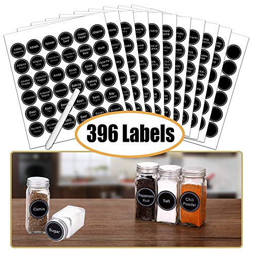 SWOMMOLY Spice Rack Organizer with 36 Empty Square Spice Jars, 396 Spice Labels with Chalk Marker and Funnel Complete Set, for Countertop, Cabinet or Wall Mount, Black - My Kitchen Products