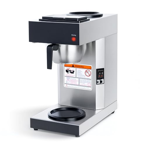 SYBO 12 Cup Coffee Maker Commercial, Pour Over Coffee Maker Brewer, Industrial Stainless Steel Cafetera with 2 Warmers - My Kitchen Products