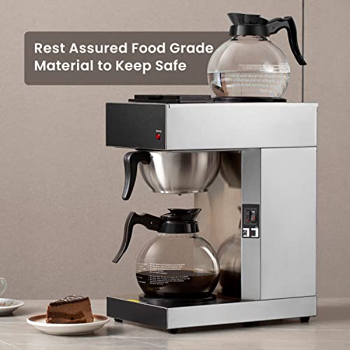 SYBO 12-Cup Commercial Drip Coffee Maker, Pour Over Coffee Maker Brewer with 2 Glass Carafes and Warmers, Stainless Steel Cafetera SF-CB-2GA - My Kitchen Products