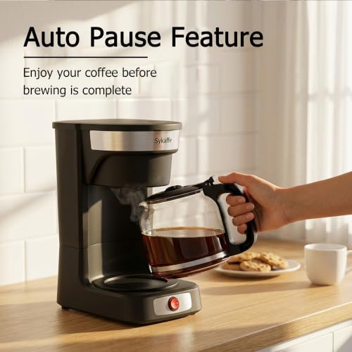Sykaffe 12-Cup Coffee Maker, Drip Coffee Maker, Reusable Filter, Automatic Keep-Warm & Pause, Easy-View Water Tank, Heat-Resistant Coffee Pot，Coffee maker perfect for family gatherings, black - My Kitchen Products