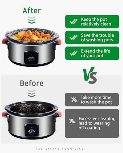 Syntus Slow Cooker Liners, 30 Count Cooking Bags Large Size Disposable Pot Liners Plastic Bags, Fit 3QT to 8QT for Slow Cooker Cooking Trays, 13"x 21", 30 Liners - My Kitchen Products