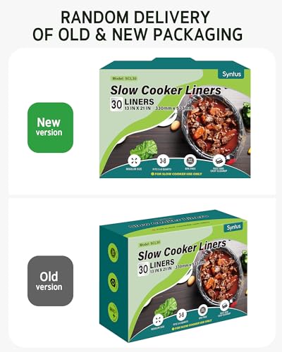 Syntus Slow Cooker Liners, 30 Count Cooking Bags Large Size Disposable Pot Liners Plastic Bags, Fit 3QT to 8QT for Slow Cooker Cooking Trays, 13"x 21", 30 Liners - My Kitchen Products
