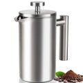 SZHETEFU French Press 34 OZ, Durable Stainless Steel French Press Coffee Maker, Double-Wall Insulated Coffee Presses for Travel Camping Tea, Easy to Use, Dishwasher Safe (Silver Matte) - My Kitchen Products