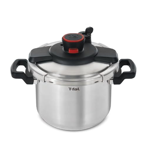 T-fal Clipso Stainless Steel Pressure Cooker, 6.3 Quart, Recipe Book, Steam Basket, Easy-Open Lid, Secure Locking System, Adjustable Pressure Valve, Induction Cookware, Pots and Pans, Kitchen, Silver - My Kitchen Products