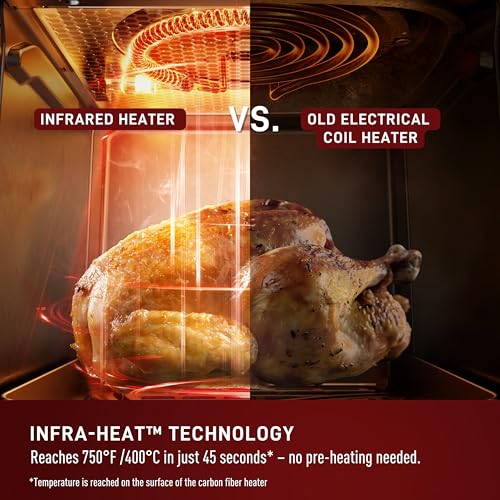 T-fal Infrared Air Fryer, 2x Faster Than Traditional Heating*, Large Air Fryer Toaster Oven Combo, 6 Qt Digital Touch Screen, 7-in-1 Cooking Functions, No-Shake Technology, 1550W, Black, - My Kitchen Products