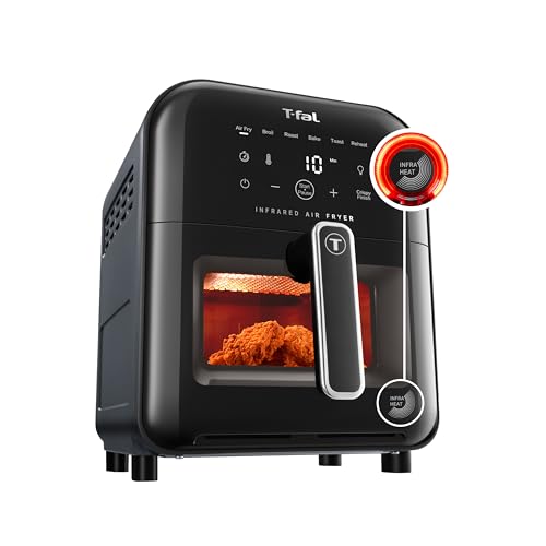 T-fal Infrared Air Fryer, 2x Faster Than Traditional Heating*, Large Air Fryer Toaster Oven Combo, 6 Qt Digital Touch Screen, 7-in-1 Cooking Functions, No-Shake Technology, 1550W, Black, - My Kitchen Products