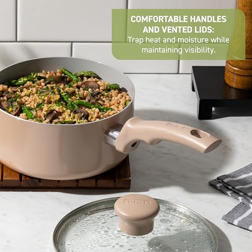 T-Fal Refresh Ceramic Pots and Pans Set, 20-Piece Nonstick Cookware Set, Stockpot, Griddle, Frying Pans, Utensils, Moon Grey - My Kitchen Products