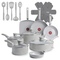 T-Fal Refresh Ceramic Pots and Pans Set, 20-Piece Nonstick Cookware Set, Stockpot, Griddle, Frying Pans, Utensils, Moon Grey - My Kitchen Products
