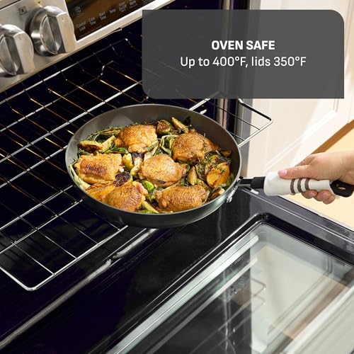 T-Fal Ultimate Hard Anodized 12-Piece Ceramic Nonstick Cookware Set, Oven Safe Up to 400°F, Ceramic Pots and Pans Set, Frying Pans, Saucepan, Stockpot, Cooking Utensils, Stone - My Kitchen Products