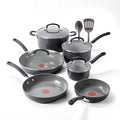 T-Fal Ultimate Hard Anodized 12-Piece Ceramic Nonstick Cookware Set, Oven Safe Up to 400°F, Ceramic Pots and Pans Set, Frying Pans, Saucepan, Stockpot, Cooking Utensils, Stone - My Kitchen Products