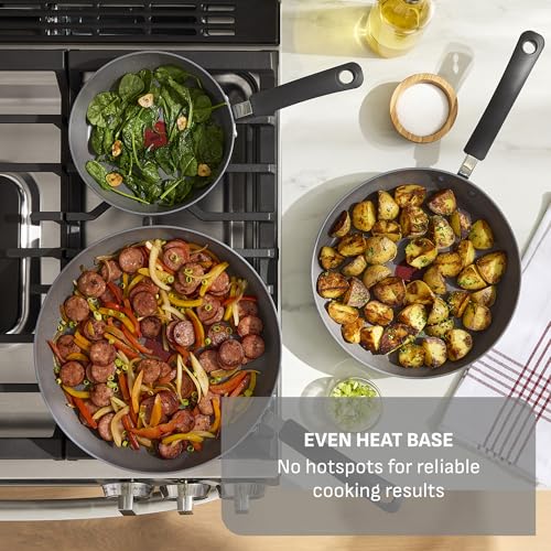 T-Fal Ultimate Hard Anodized Nonstick 10 Piece Cookware Set, Oven Safe Up to 400°F, Dishwasher Safe, Pots and Pans Set, Includes Frying Pans, Saucepan, Stockpot, Cooking Utensils, Stone - My Kitchen Products