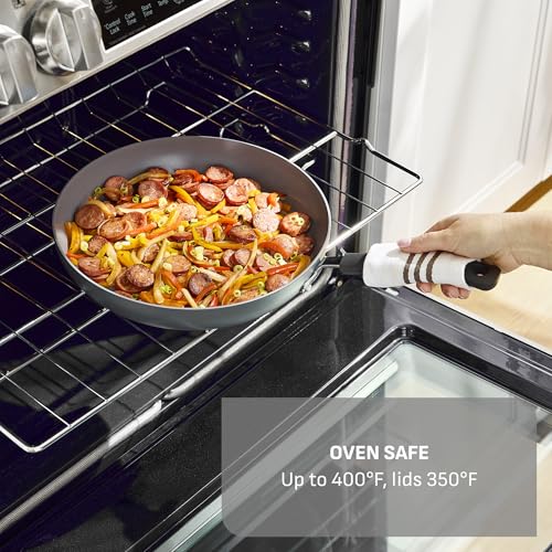 T-Fal Ultimate Hard Anodized Nonstick 10 Piece Cookware Set, Oven Safe Up to 400°F, Dishwasher Safe, Pots and Pans Set, Includes Frying Pans, Saucepan, Stockpot, Cooking Utensils, Stone - My Kitchen Products