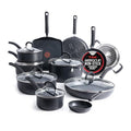 T-Fal Ultimate Hard Anodized Nonstick Pots and Pans Set 17 Piece, Nonstick Cookware Set with Fry Pan, Saucepans, Saute-Pan, Griddle, Dishwasher Safe, Onyx - My Kitchen Products