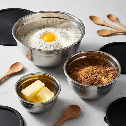 Table Concept Mixing Bowls with Airtight Lids, Stainless Steel Nesting Bowl Set for Space Saving Storage, Ideal for Cooking, Baking, Prepping & Food Storage - My Kitchen Products