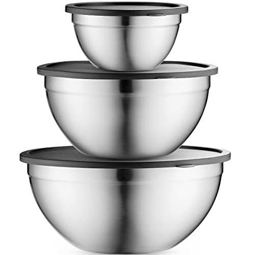 Table Concept Mixing Bowls with Airtight Lids, Stainless Steel Nesting Bowl Set for Space Saving Storage, Ideal for Cooking, Baking, Prepping & Food Storage - My Kitchen Products