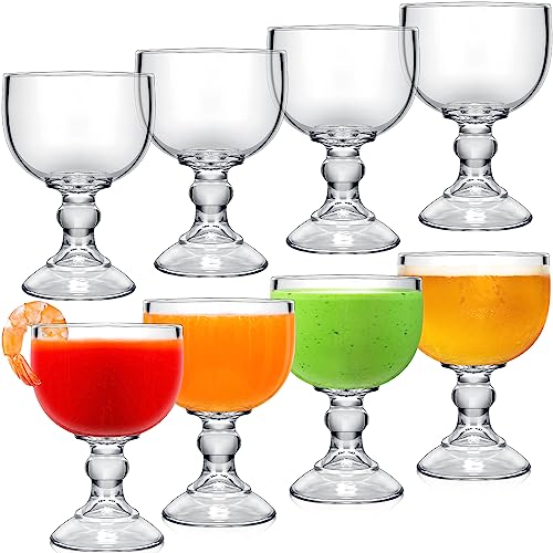 Tanlade 8 Pack 21.5 oz Margarita Schooner Glasses Bulk Extra Large Claw Shaped Shrimp Glasses Big Goblet Style Schooner