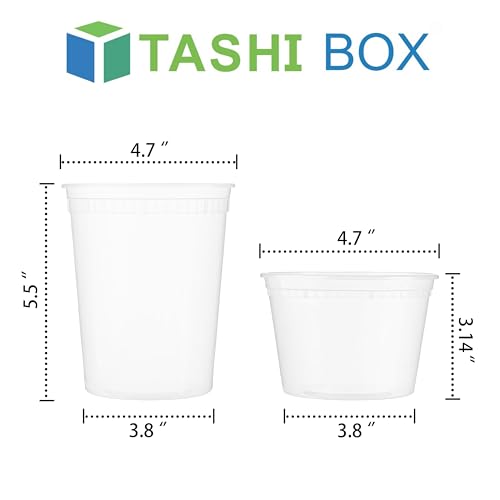TashiBox Deli Food Containers with Lids 48 Sets (16 & 32 oz 24 Each) - Plastic Food Storage Containers - Clear Disposable Meal Prep Containers, BPA Free, Leakproof, Microwave and Freezer Safe - My Kitchen Products