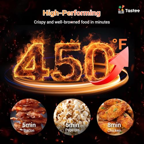 Tastee Ceramic Air Fryer, 8-in-1 Compact 5.5QT AirFryers, 450°F Digital Airfryer Dehydrator with Smart Probe, 24 Presets One-touch Cooking, In-app Recipes with Window, Dishwasher-safe & Non-stick - My Kitchen Products