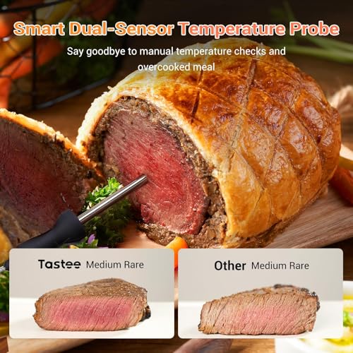 Tastee Ceramic Air Fryer, 8-in-1 Compact 5.5QT AirFryers, 450°F Digital Airfryer Dehydrator with Smart Probe, 24 Presets One-touch Cooking, In-app Recipes with Window, Dishwasher-safe & Non-stick - My Kitchen Products
