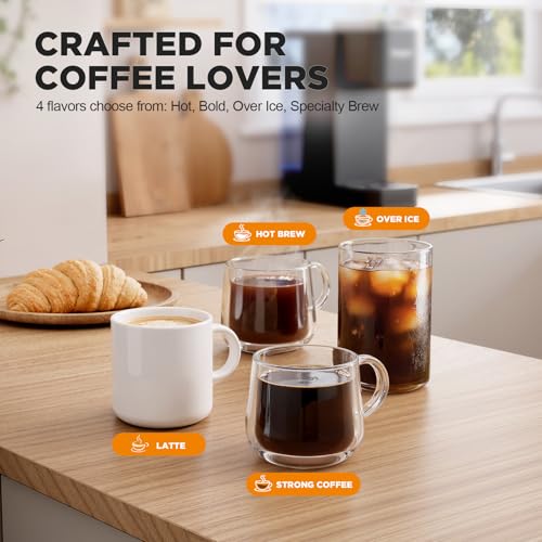 Tastyle 330MF Single Serve Coffee Maker with Built-in Detachable Milk Frother, Iced and Hot Coffee Machine for K Cup & Grounds, 40oz Removable Water Reservoir, 6 Cup Sizes, Fits 7.3" Travel Mug, Black - My Kitchen Products