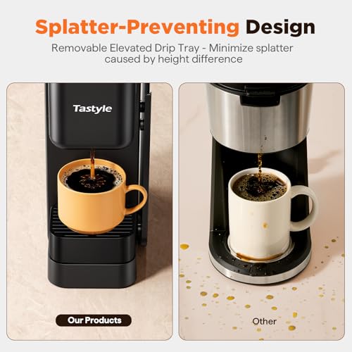 Tastyle Hot & Iced Coffee Maker with Magnetic K-Pod Organizer (Pods Not Included), Stores 10 Pods, 4-5 Cups Coffee Maker & Single-serve Brewer for K Cup & Grounds, 40oz Removable Water Tank, Black - My Kitchen Products