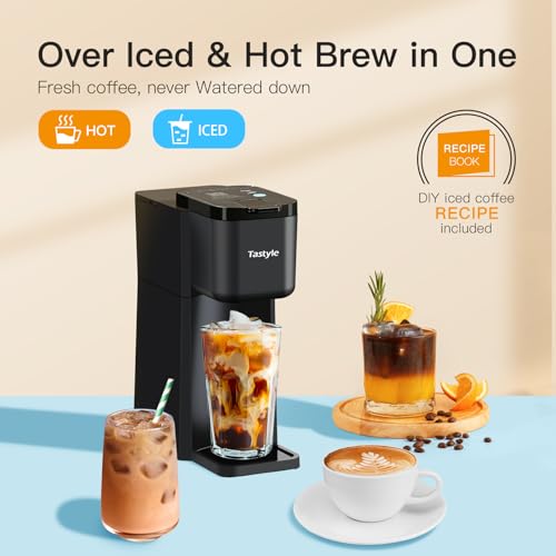 Tastyle Mini Hot and Iced Coffee Maker Single Serve, for K Cup and Ground, 6 to 14 Oz Brew Sizes, with Recipe Book, for Home, Travel, RV, Office and Dorm,Classic Black (2.0 Version) - My Kitchen Products