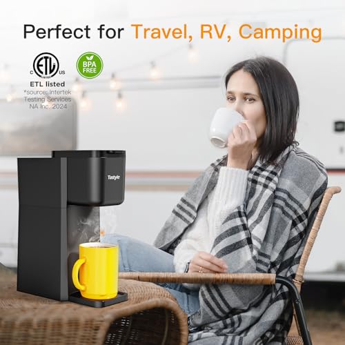 Tastyle Mini Hot and Iced Coffee Maker Single Serve, for K Cup and Ground, 6 to 14 Oz Brew Sizes, with Recipe Book, for Home, Travel, RV, Office and Dorm,Classic Black (2.0 Version) - My Kitchen Products