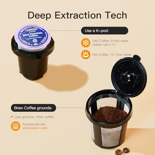 Tastyle Mini Hot and Iced Coffee Maker Single Serve, for K Cup and Ground, 6 to 14 Oz Brew Sizes, with Recipe Book, for Home, Travel, RV, Office and Dorm,Classic Black (2.0 Version) - My Kitchen Products