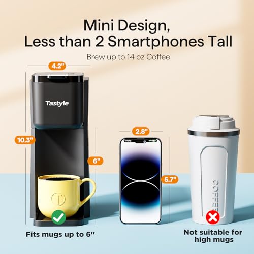 Tastyle Mini Hot and Iced Coffee Maker Single Serve, for K Cup and Ground, 6 to 14 Oz Brew Sizes, with Recipe Book, for Home, Travel, RV, Office and Dorm,Classic Black (2.0 Version) - My Kitchen Products