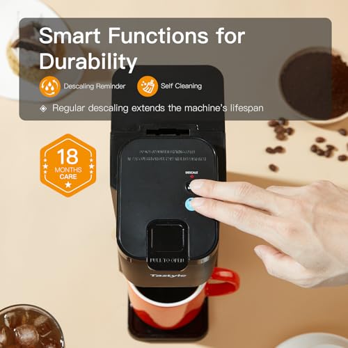 Tastyle Mini Hot and Iced Coffee Maker Single Serve, for K Cup and Ground, 6 to 14 Oz Brew Sizes, with Recipe Book, for Home, Travel, RV, Office and Dorm,Classic Black (2.0 Version) - My Kitchen Products