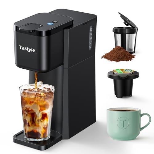 Tastyle Mini Hot and Iced Coffee Maker Single Serve, for K Cup and Ground, 6 to 14 Oz Brew Sizes, with Recipe Book, for Home, Travel, RV, Office and Dorm,Classic Black (2.0 Version) - My Kitchen Products