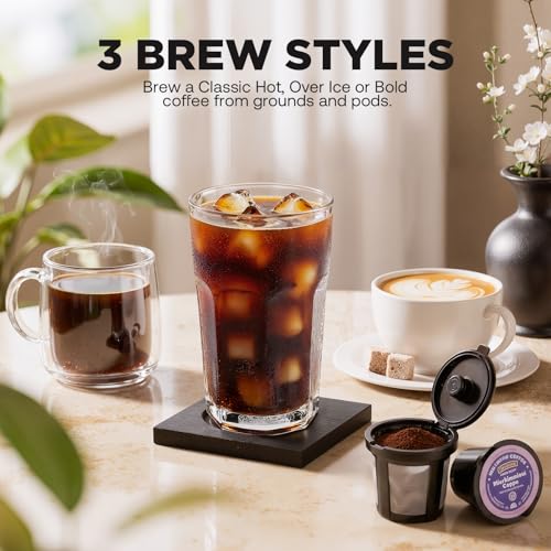 Tastyle Single Serve Coffee Maker for K Cup and Ground Coffee | Brew up to 16 Oz, Fits 7.3'' Travel Mug | Hot, Bold & Over Ice | Compact for Office, RV& Hotel, Classic Black (3.0 Version) - My Kitchen Products