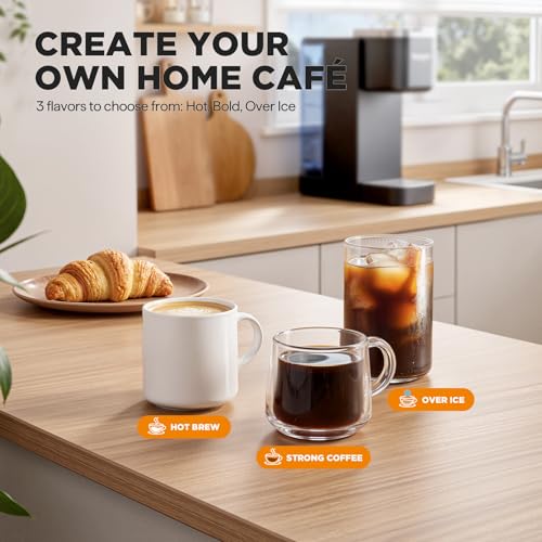 Tastyle Single Serve Coffee Maker, Iced and Hot Coffee Machine for K Cup & Grounds, Compact Design, 40oz Removable Water Reservoir, 6 to 24 Oz Brew Sizes, Fits 7.3" Travel Mug, Black - My Kitchen Products