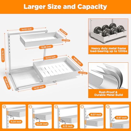 TATAANTY Under Sink Organizer 2 Pack, 2 Tier Metal Under the Sink Storage, Heavy Duty Slide out Pull out Cabinet Organizer, Height Adjustable for Kitchen Bathroom Pantry Closet Organization Rack - My Kitchen Products