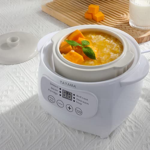 TAYAMA 1 Qt. White Mini Ceramic Stew Cooker with Pre-Settings and Built-In Timer, Small - My Kitchen Products