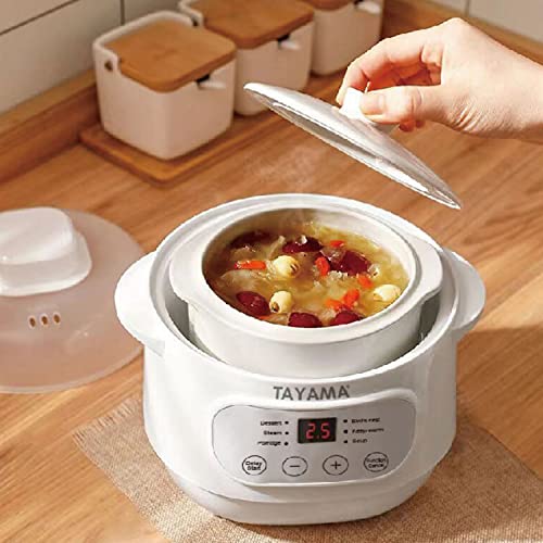 TAYAMA 1 Qt. White Mini Ceramic Stew Cooker with Pre-Settings and Built-In Timer, Small - My Kitchen Products