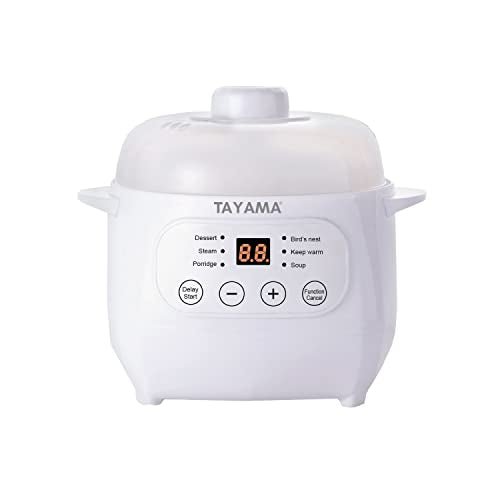TAYAMA 1 Qt. White Mini Ceramic Stew Cooker with Pre-Settings and Built-In Timer, Small - My Kitchen Products
