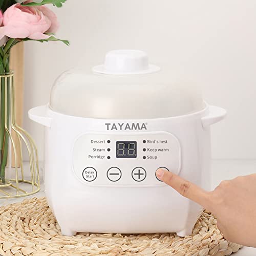 TAYAMA 1 Qt. White Mini Ceramic Stew Cooker with Pre-Settings and Built-In Timer, Small - My Kitchen Products