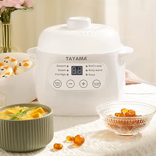 TAYAMA 1 Qt. White Mini Ceramic Stew Cooker with Pre-Settings and Built-In Timer, Small - My Kitchen Products