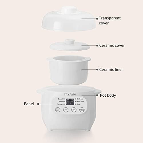 TAYAMA 1 Qt. White Mini Ceramic Stew Cooker with Pre-Settings and Built-In Timer, Small - My Kitchen Products