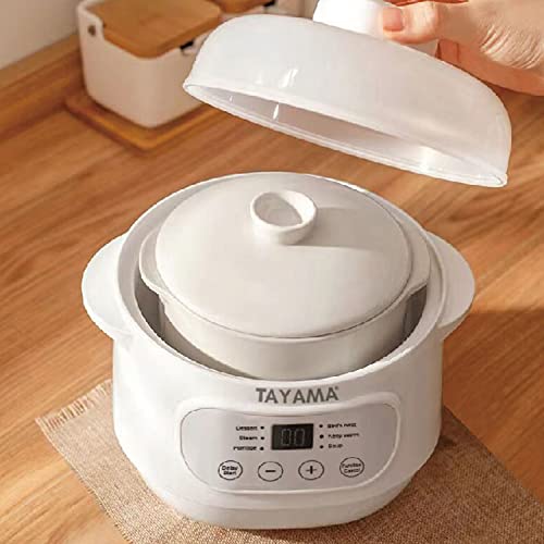 TAYAMA 1 Qt. White Mini Ceramic Stew Cooker with Pre-Settings and Built-In Timer, Small - My Kitchen Products