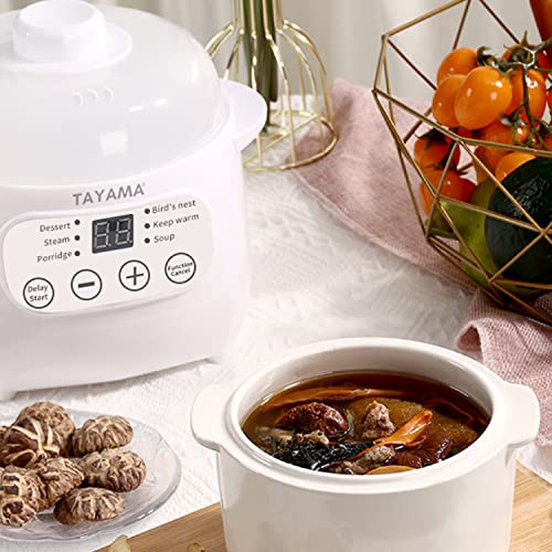 TAYAMA 1 Qt. White Mini Ceramic Stew Cooker with Pre-Settings and Built-In Timer, Small - My Kitchen Products