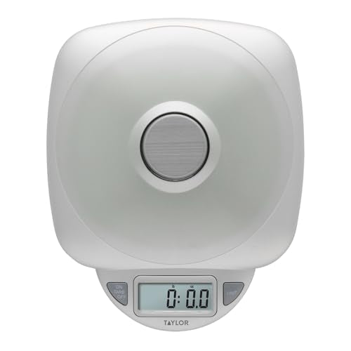 Taylor 11LB Capacity Digital Glass Top Kitchen Scale with LCD Display, Weight in Grams and Ounces for Baking, Cooking, and Meal Prep, Silver - My Kitchen Products