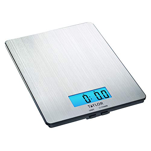 Taylor 11lb Stainless Steel Digital Kitchen Scale, Ultra-Thin, Silver - My Kitchen Products