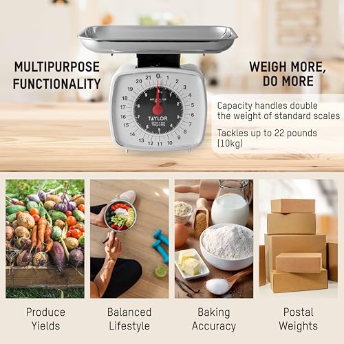 Taylor Analog Kitchen Scale Mechanical Food Scale, 22 lb Capacity, Multicolor - My Kitchen Products