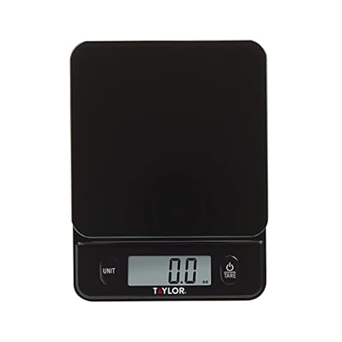 Taylor Glass Top Food Scale with Touch Controls, 11 lb Capacity, Sleek Black Design for Precision Food Measurement in Grams and Ounces - My Kitchen Products