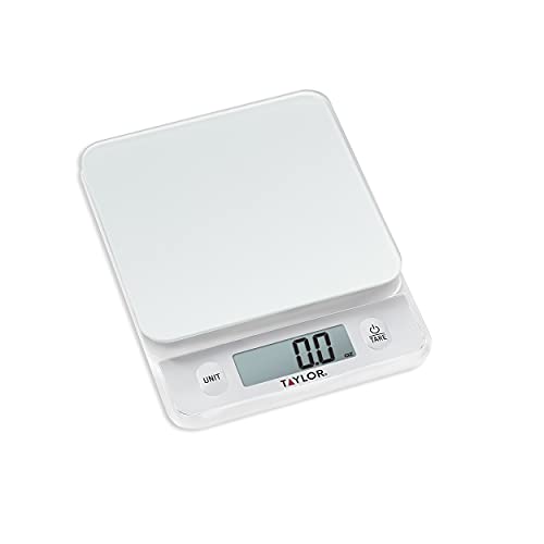 Taylor Glass Top Food Scale with Touch Controls, 11 lb Capacity, Sleek Silver Design, Accurate and Easy-to-Use Scale for Cooking and Baking - My Kitchen Products