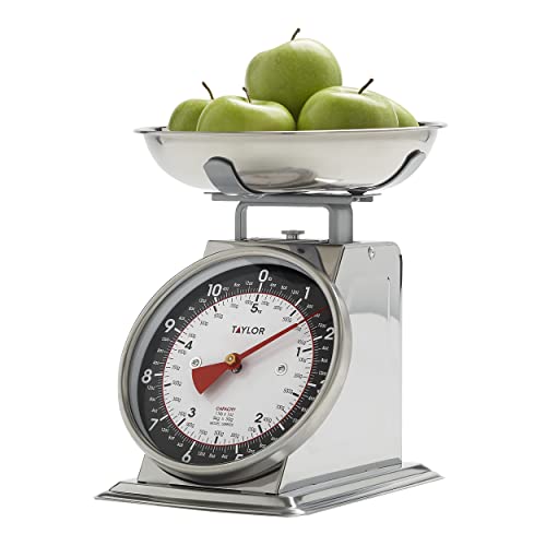 Taylor Mechanical Kitchen Food Scale with Bowl, Weighs Up to 11lbs, Measures in Grams and Ounces, Analog Cooking Scale for Baking, Black and Silver - My Kitchen Products