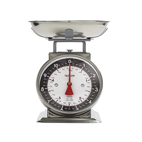 Taylor Mechanical Kitchen Food Scale with Bowl, Weighs Up to 11lbs, Measures in Grams and Ounces, Analog Cooking Scale for Baking, Black and Silver - My Kitchen Products