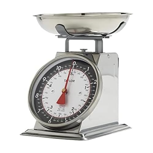 Taylor Mechanical Kitchen Food Scale with Bowl, Weighs Up to 11lbs, Measures in Grams and Ounces, Analog Cooking Scale for Baking, Black and Silver - My Kitchen Products
